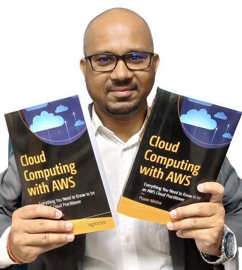 Pravin with AWS Book